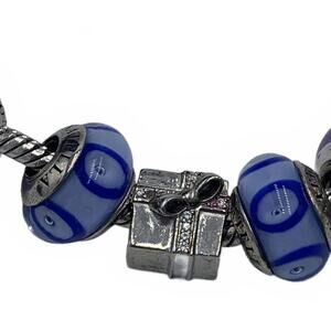 Donatella Sterling Silver Necklace with Glass and Silver Charms